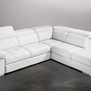 Modern Italian White Faux Leather Corner Sofa