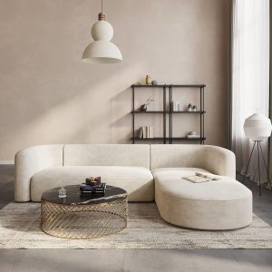 Minimalist Velvet Sofa with L Shaped Chaise