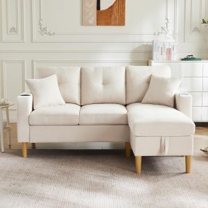 Modern L Shaped Sofa with Chaise Lounge Storage