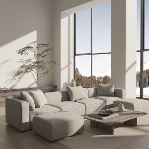 Modular U Shaped Sofa Set with Movable Ottoman