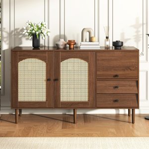 Modern Rattan Sideboard with Three Door Storage