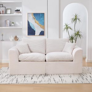 Modern Minimalist Fabric Two Seater Sofa Chair