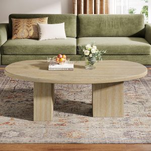 Modern Oval Wooden Coffee Table for Living Room