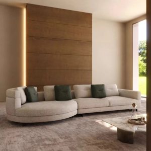 Modern Luxury Curved Sectional Sofa with Recliner